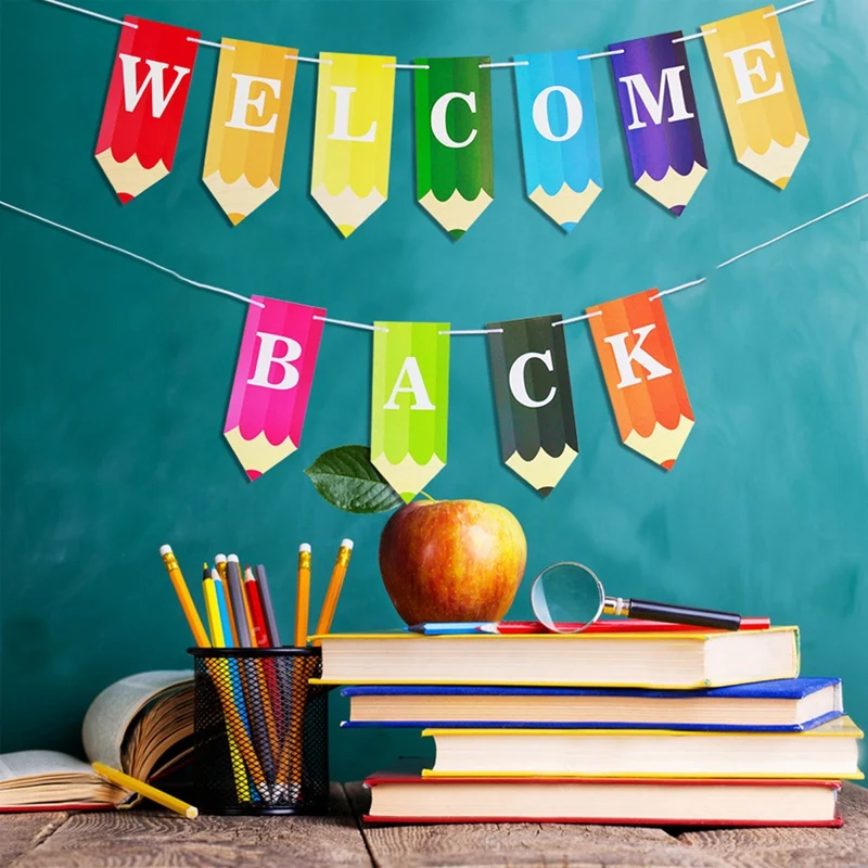 Welcome Backe Pencil Letter Banner For The Opening Season Classroom Decoration Back To School Decoration