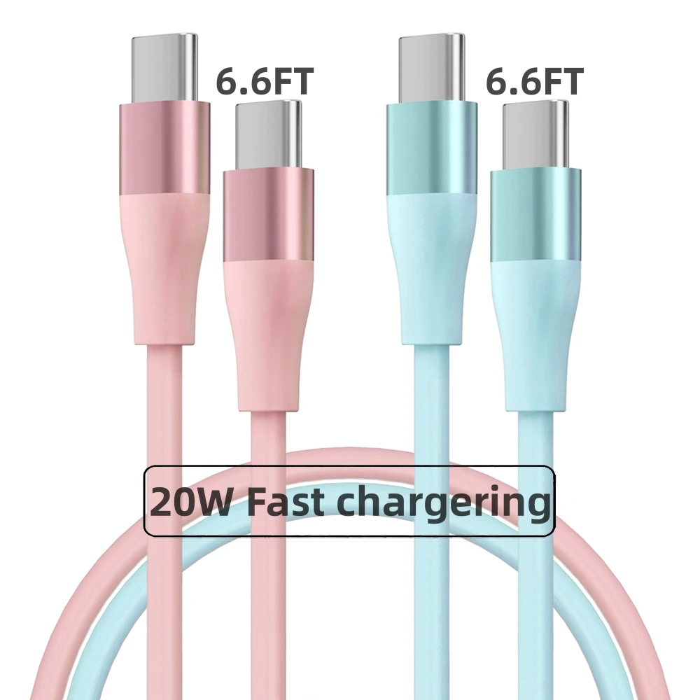 2 Pack 20W USB C to Type C Cable Fast Charging Power Cord for iPhone15 Series/Huawei Series/OPPO Series/Xiaomi Series and So on