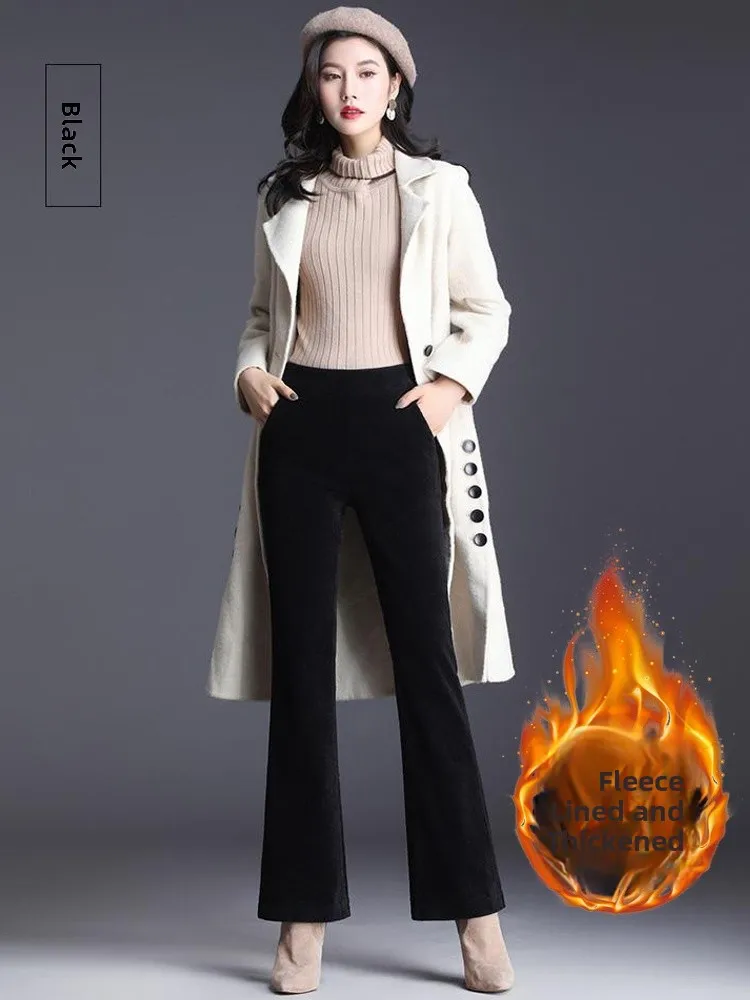 

Thiened Fce Corduroy Straight Leg Women's Pants High Waist Long Trousers Casual Loose Fit Autumn Winter New Sle Slimming