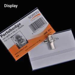 10pcs ID Name Badge Holder School Safety Pin Clip Sleeve Clear Waterproof Card Sleeves Sign Label Holders Conference