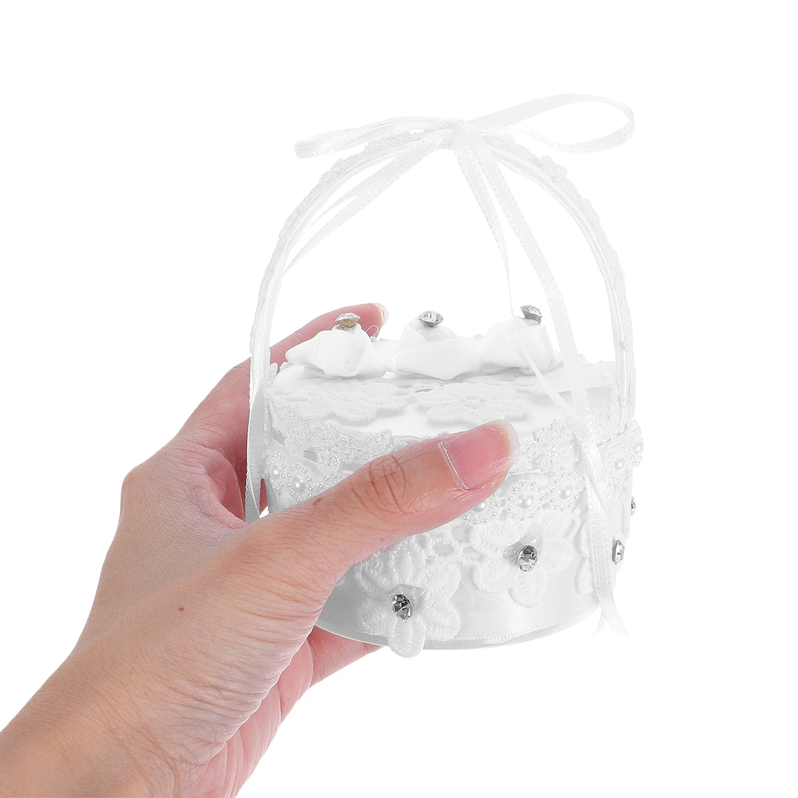 

Wedding Ring Box Rings Storage Holder Small Treasure Chest Rhinestones Case Travel Carrier for Ceremony
