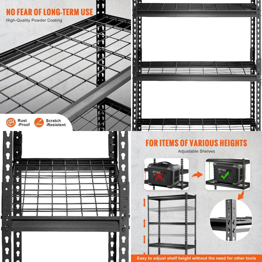 

5-Tier Adjustable Heavy Duty Metal Shelving Unit, 2000 lbs Capacity, 36L x 16W x 72H, Ideal for Kitchen, Pantry, Basement, Bathr