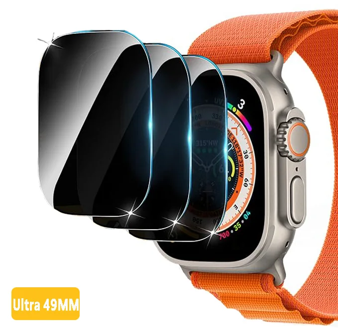 Pelindung layar Privasi untuk Apple Watch Ultra 2/Ultra 49mm Anti-proof pelindung layar kaca Tempered untuk iWatch aksesoris