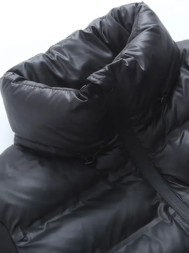 Chaqueta acolchada gruesa y cálida para mujer, abrigo Vintage de manga larga con cremallera frontal, prendas de vestir exteriores para mujer, Tops elegantes