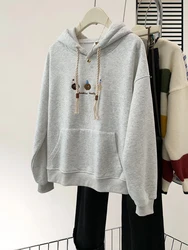 Hooded Sweatshirt Women Y2k Autumn Winter Embroider Long-sleeved Sweater Sweatshirt Top Jackets Fashion Casual Coat