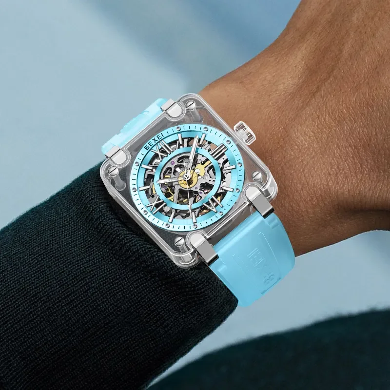 

BEXEI модные автоматические механические мужские часы светящиеся роскошные полностью сапфировый хрустальный корпус скелетон механизм мужские часы водонепроницаемые