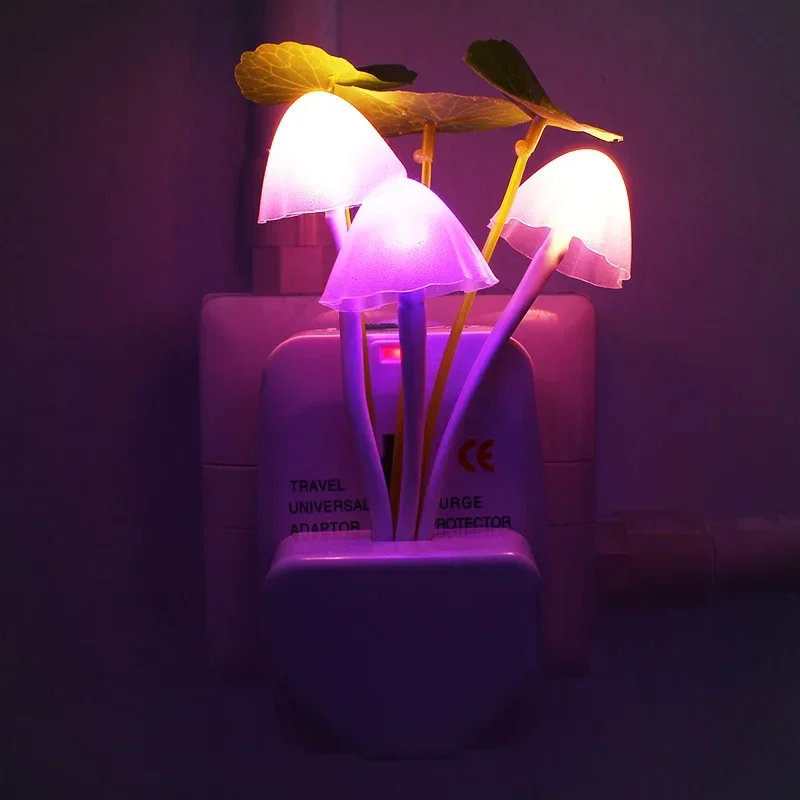 Creative Induction LED Mushroom Lamp Lotus Leaf Lamp Water Grass Light Control Small Night Lamp Seven Color Luminous Wall Lamp