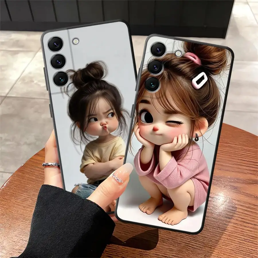 Case for Samsung Galaxy A05 A50 A16 A40 A06 A12 A13 A20 A70 A17 A04 A15 Funda Phone Cover Cartoon Girl