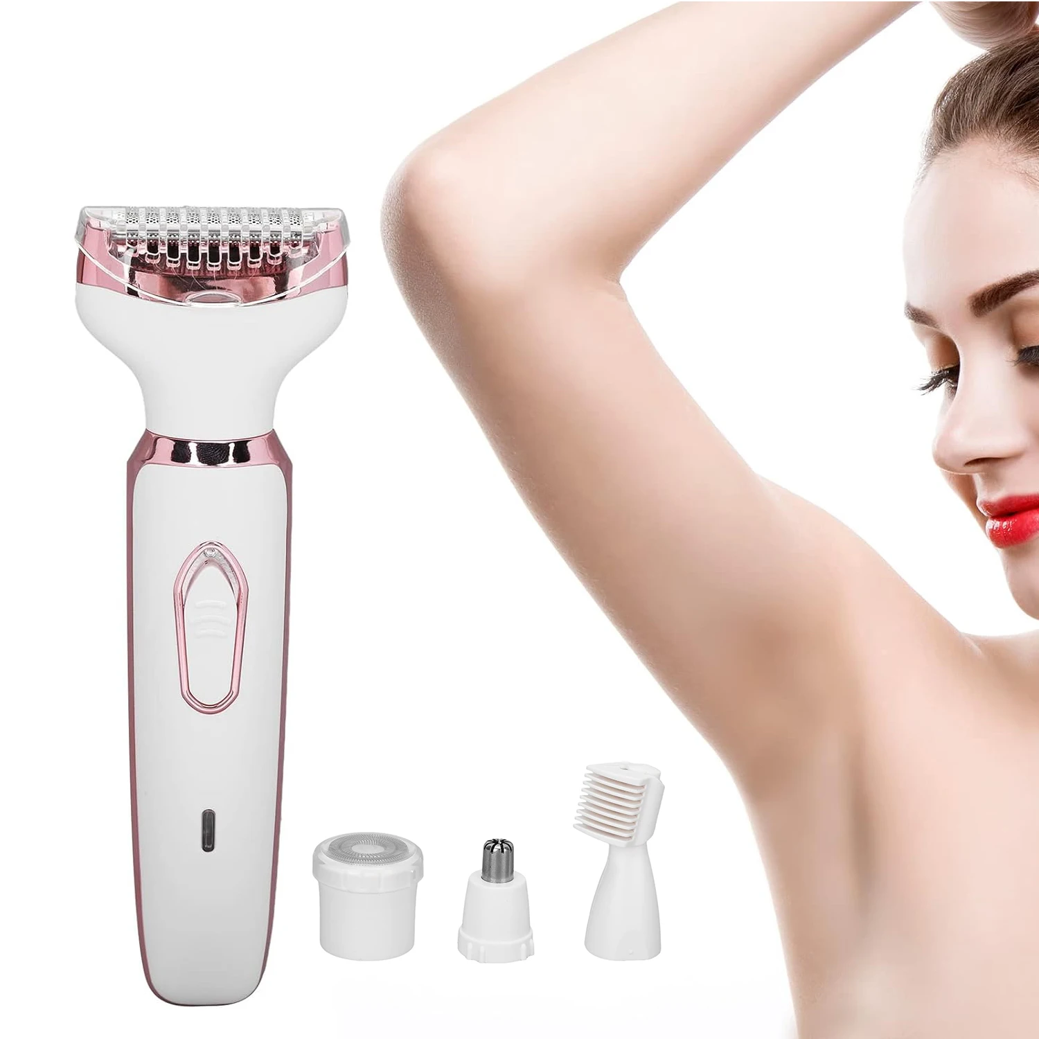 Electric Razor for Women Shaver 4 in 1 Hair Trimmer for Lady Face Armpit Leg Bikini Body Epilator Portable Painless Hair Remover