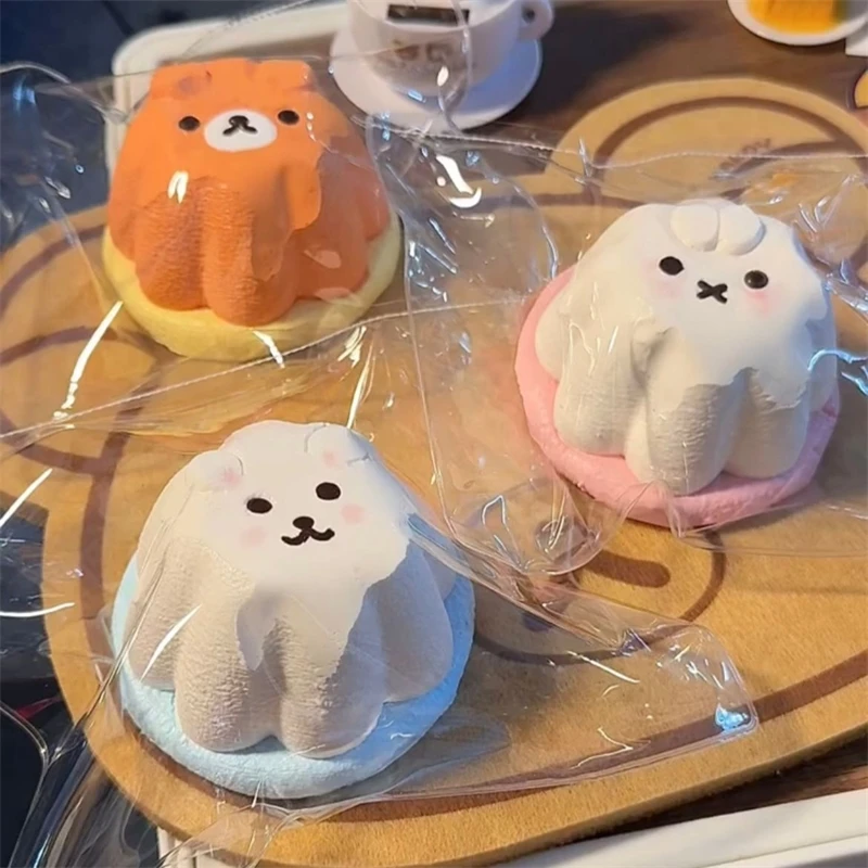 Rilakkuma Pudding Squishy Soft Cream Mud Feel Silicone Slow Rising Stress Relief Squeeze Toy Lovely Gift For Children Teens Fans