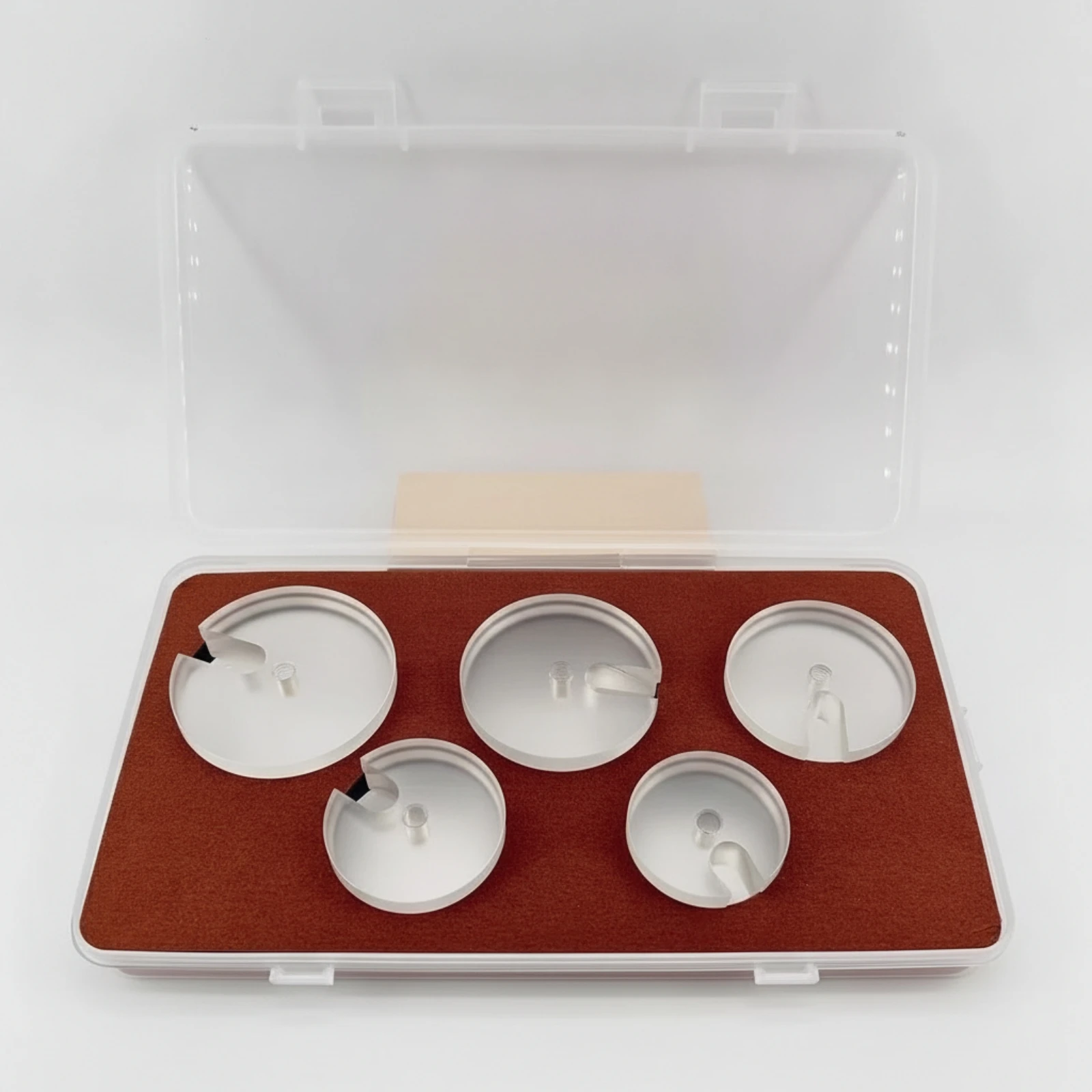 5 Pieces Watch Crystal Pressing Mold Flat Watch Glass Press Die Crystal Press Plastic Compact for Watchmakers, Workshop