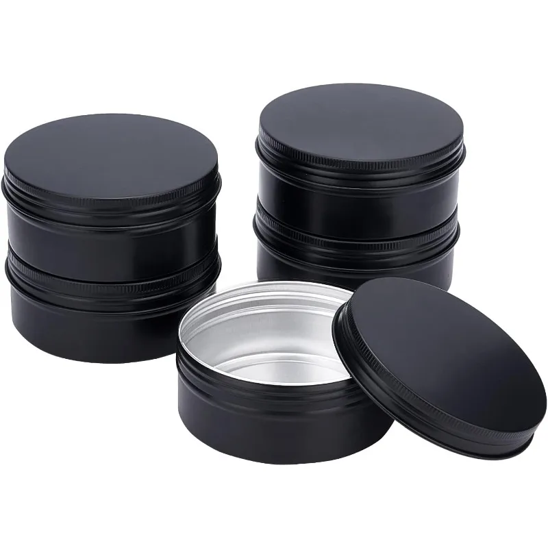 5 Packungen 8 Unzen matte große schwarze Aluminium dose runde Metall dosen mit Schraub deckel für Gewürze Süßigkeiten Tee und Weihnachten behandeln