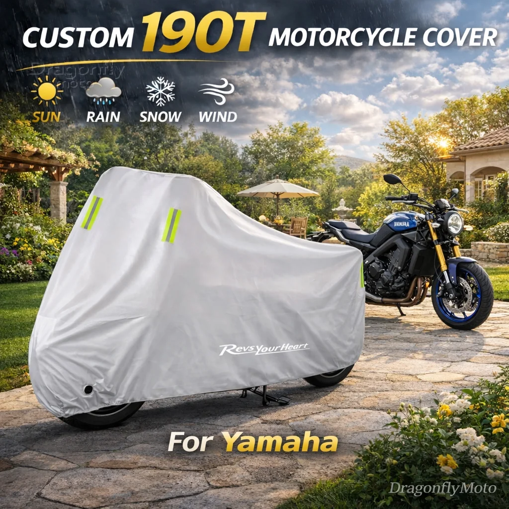 

For Yamaha R1 R3 R25 Mt-09 Mt07 Fazer Fz6 Xj6 R15 Motorcycle Cover Silver Waterproof UV Rain Dust Sun Outdoor Indoor Protector