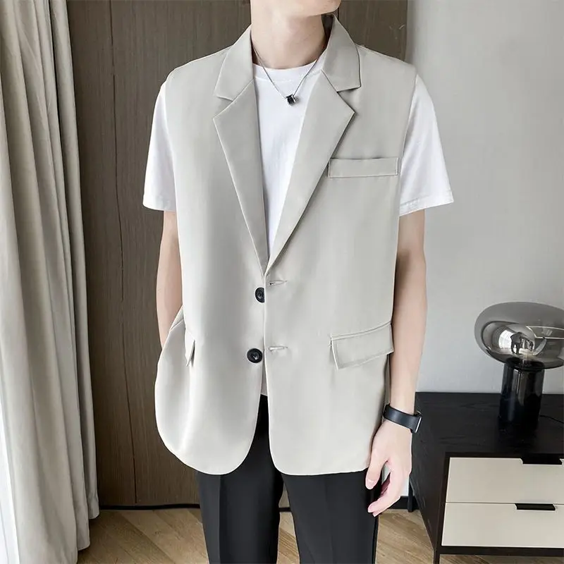 British Style Slim Blazer 2025 Summer Men's Thin Layer Vest High Quality Unisex Blazer Coat for Wedding Date Outdoor Activities