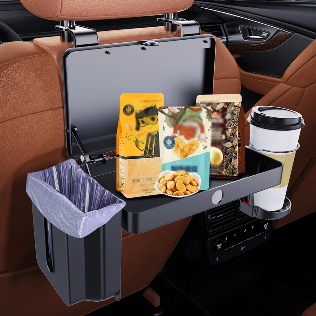 Car Backseat Table Food Tray Organizer With Cup Holder Tissue Box Auto Headrest Table Auto Cup Holder Dinner Tray Car Interior