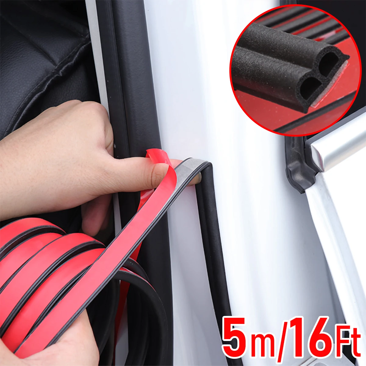 

5Meters Car Door Seal Strips Sticker B Shape Weatherstrip Rubber Seals Sound Insulation Sealing Auto Interior Accessories DIY