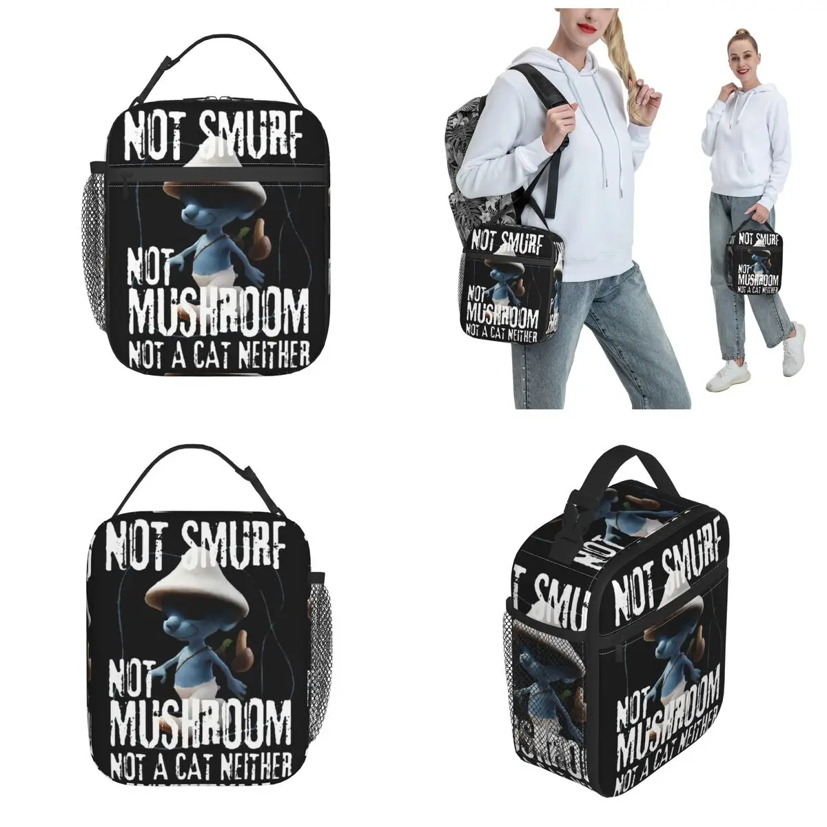 Blue Shaylushay Mushroom Cat Shailushai Insulated Lunch Bag Food Bag Portable Cooler scatole termiche per il pranzo per il lavoro