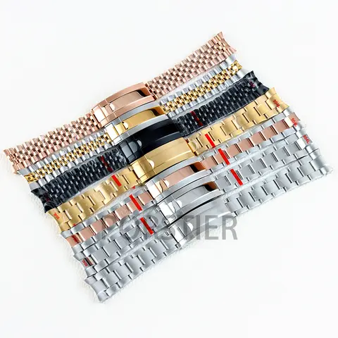 20mm Width Oyster/Jubilee Bracelet Stainless steel Strap Black Rose Gold PVD Slide Buckle for SUB GMT Yacht Daytona Watch Case