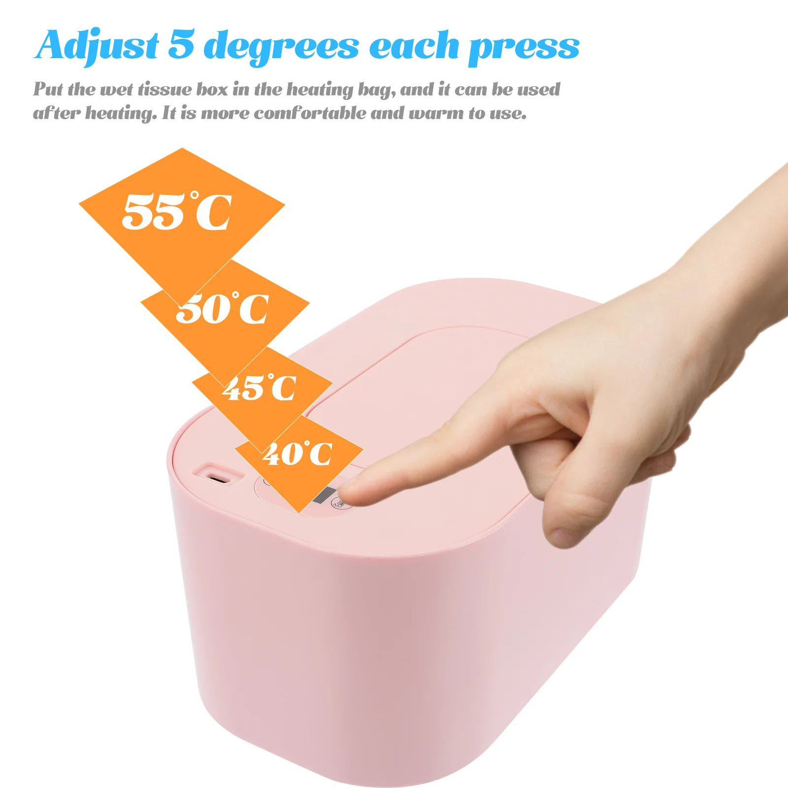 1 szt. Podgrzewacz do chusteczek nawilżanych dla niemowląt, przenośny podgrzewacz do chusteczek, energooszczędny, z regulacją temperatury, dozownik do chusteczek nawilżanych dla niemowląt, różowy