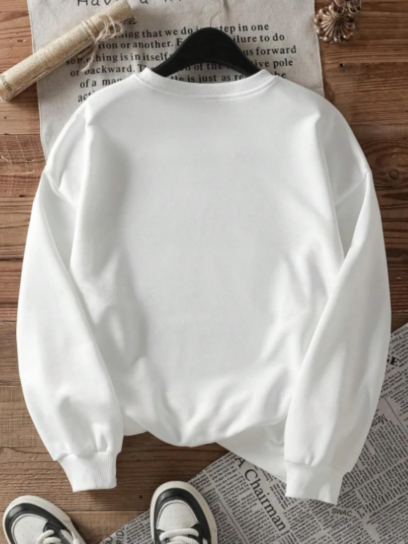 سترة بغطاء للرأس بنمط الرسوم المتحركة Qiqi and Titi - بلوفر نسائي دافئ ومريح برقبة دائرية للخريف والشتاء، طراز كاجوال