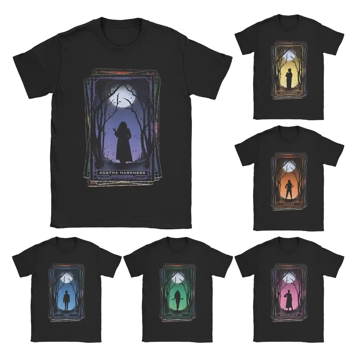 Funny Agatha All Along Harkness Tarot Card T-Shirt Men Women  Cotton Movie Short Sleeve Tee Clothing Top Trendy Oversized Casual