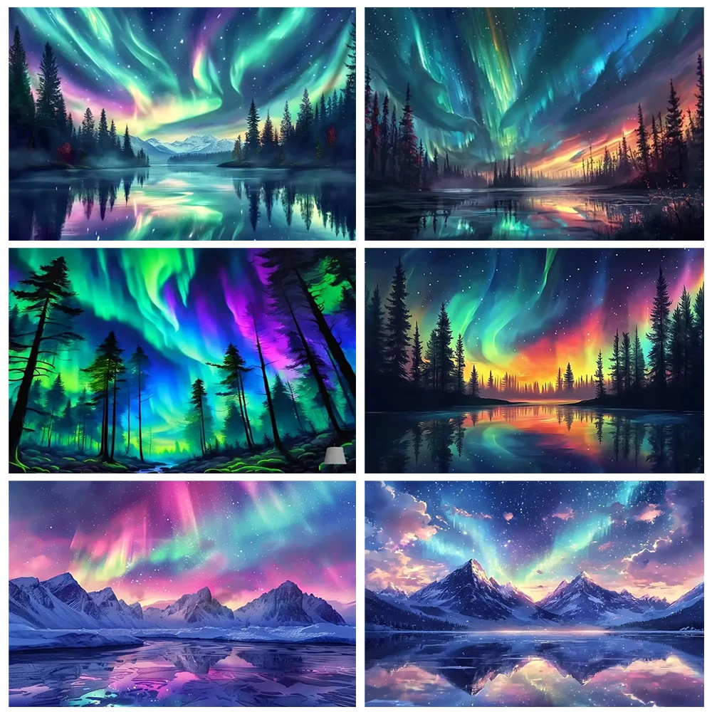 

Aurora Natural beauty Theme Birthday Party Decoration Night Photozone Backdrop Baby Shower Photography Props Party Supplies
