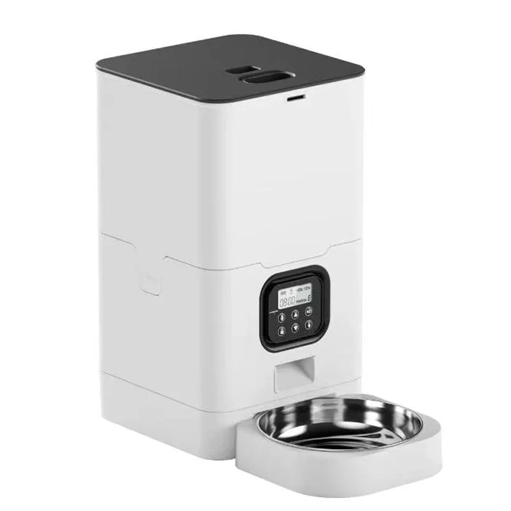 

A 6L Double Meals Smart Automatic Pet Feeder Stainless Steel Bowls Button WiFi Food Dispenser With Timing Feeding For Cats Dog