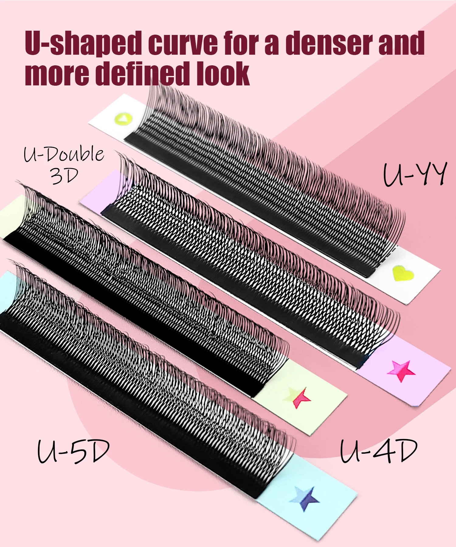 LAKANAKU Technologische Fasern Wimpern U-Form 2D UU YY 3D 4D 5D W Bloom Wimpernverlängerungen – Detail 7