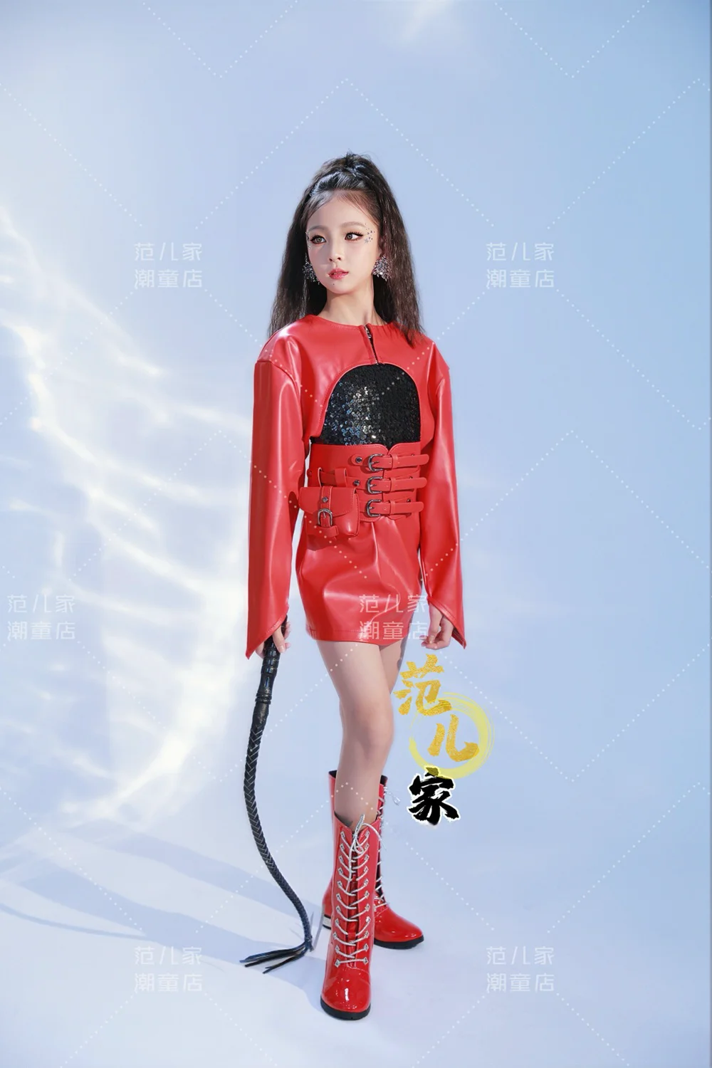Roter Kinderanzug Mädchen Kpop Outfit Partykleid für Kinder Hip Hop Street Dance Ballkleider Jazz Dance Performance Anzug Bühnenshow