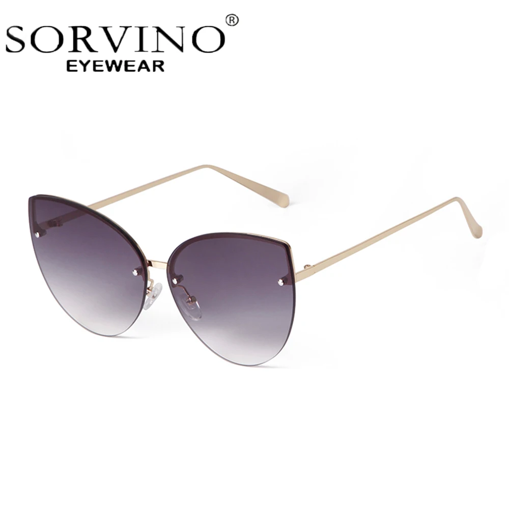 SORVINO Newest Butterfly Frame Fashionable Sunglasses for Women Men Frameless Retro Cat Eyes Anti-blue Eyewear Sun Glasses