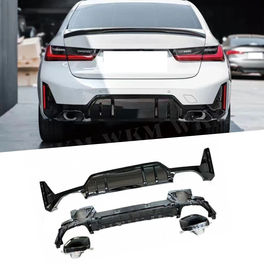 

ABS Gloss Black Rear Bumper Lip Diffuser Spoiler With Exhaust For BMW 3 Series G20 G21 G28 LCI M Sports 2023+ Body Kit