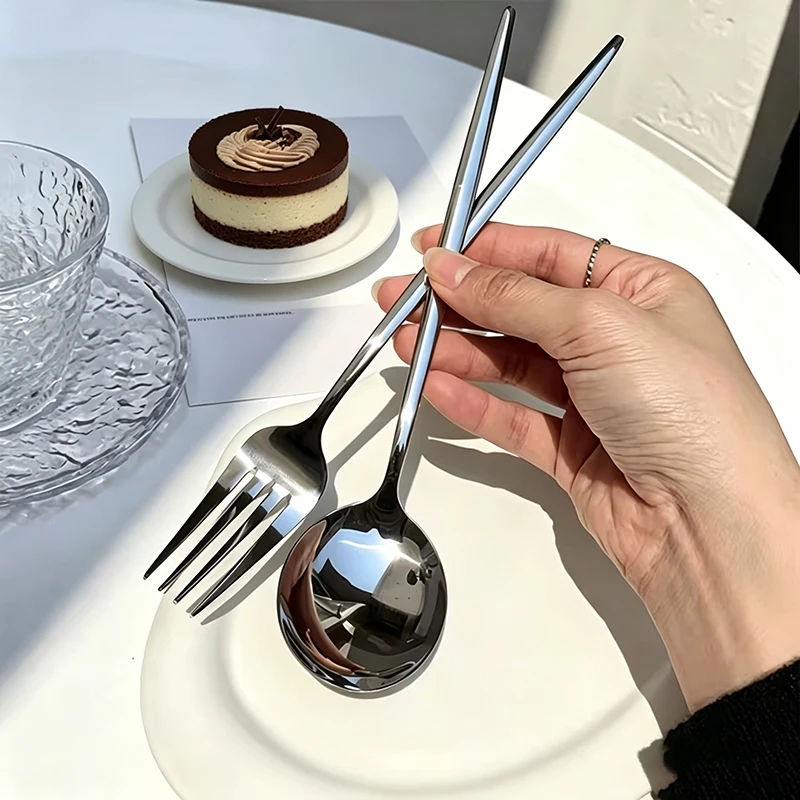 2/10pcs luxury Portuguese tableware set, stainless steel spork, western-style tableware, used for dining and activities.