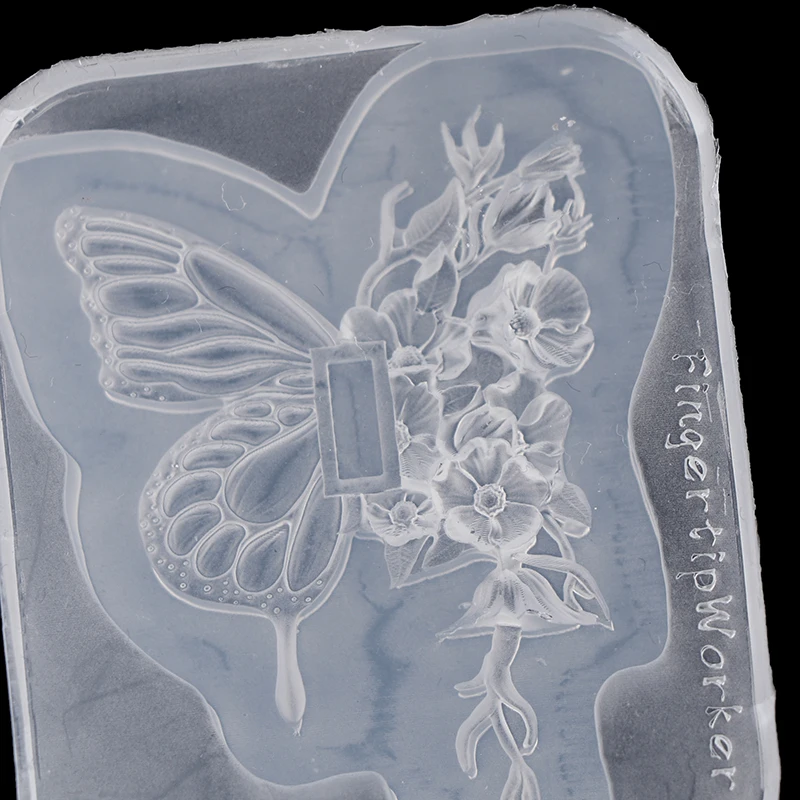 1Set Butterfly Nail Display Stand Diy Silicone Mold 3D Carving Stamping Plates For Tip Holder Nail Practice Stand False Nail Tip