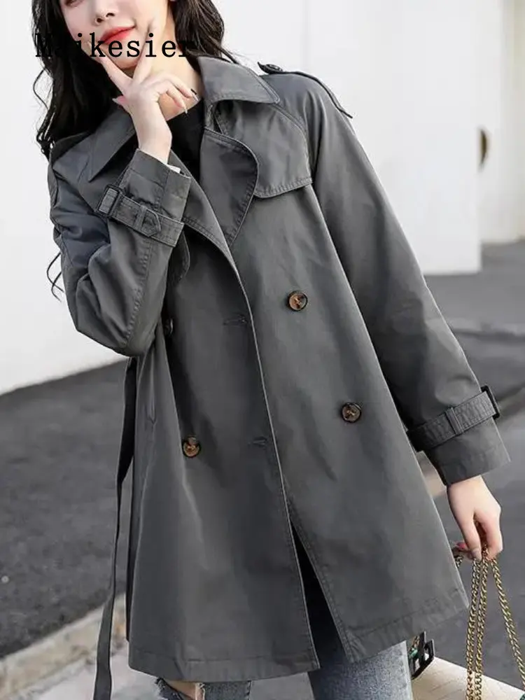 Imagem -05 - Blusão para Mulheres Versátil 2023 Primavera Outono Nova Moda Vestuário Coreano Jaqueta Trench Coat para Mulheres Oversize Mulheres Cabolsa