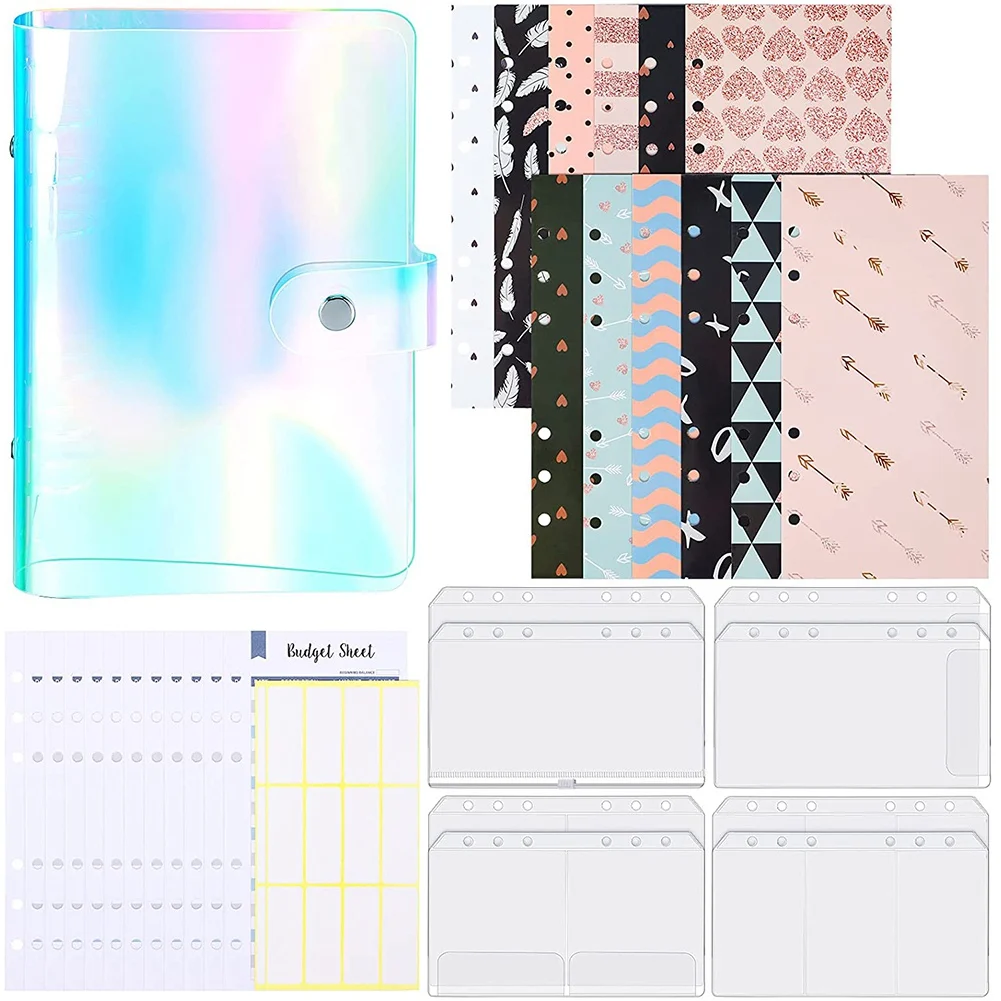 ซองพีวีซี A6สมุดบันทึกเงินซองจดหมายเงินงบประมาณแผ่นค่าใช้จ่ายงบประมาณสำหรับลูกสาวแฟนแม่และญาติ