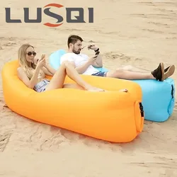 LUSQI 1PC Portable Inflatable Lounger Air Sofa Bed Beach Air Sofa Quick Inflate/Deflate For Outdoor Camping Music Festivals