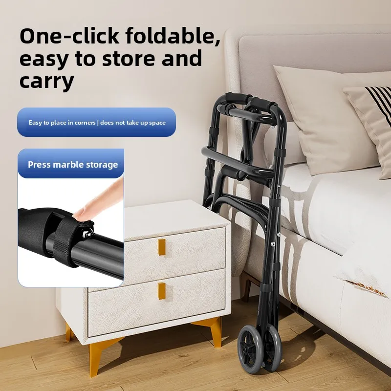 4 in 1 Commode Chair with Wheels Folding Mobility Walker with Wheels Seat Commode  Adjustable Bathroom Chair