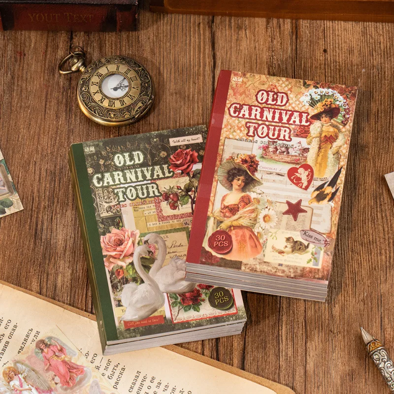 

New Style Yuxian Cut Film Sticker Book Old Paradise Cruise Retro Style Wild Pattern Decoration Collage Hand Account Diy Scene