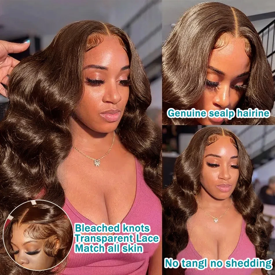 Wig rambut manusia coklat Glueless 13x4 Lace Front Wig rambut manusia transparan 13x6 HD Wig Frontal untuk wanita Wig rambut manusia