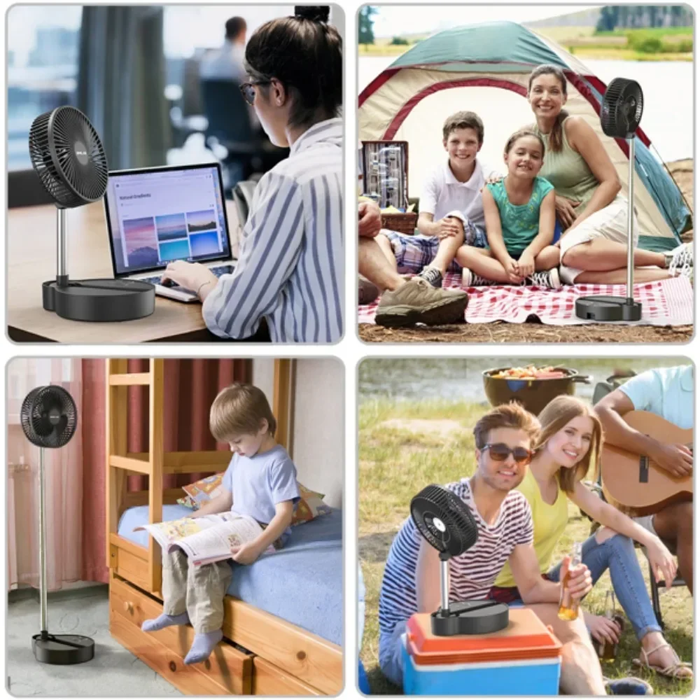 -Portable Fan, 12000mAh Rechargeable Pedestal Fan With Remote, Timer Setting, Height Adjustable, Foldaway Desk Fan