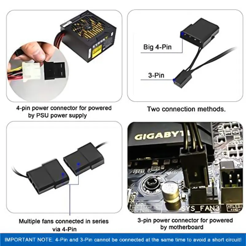 80mm 90mm 120mm Cichy wentylator komputerowy Cichy wentylator komputerowy do obudowy komputera PC GPU Chłodzenie procesora Chłodzenie chłodnicy