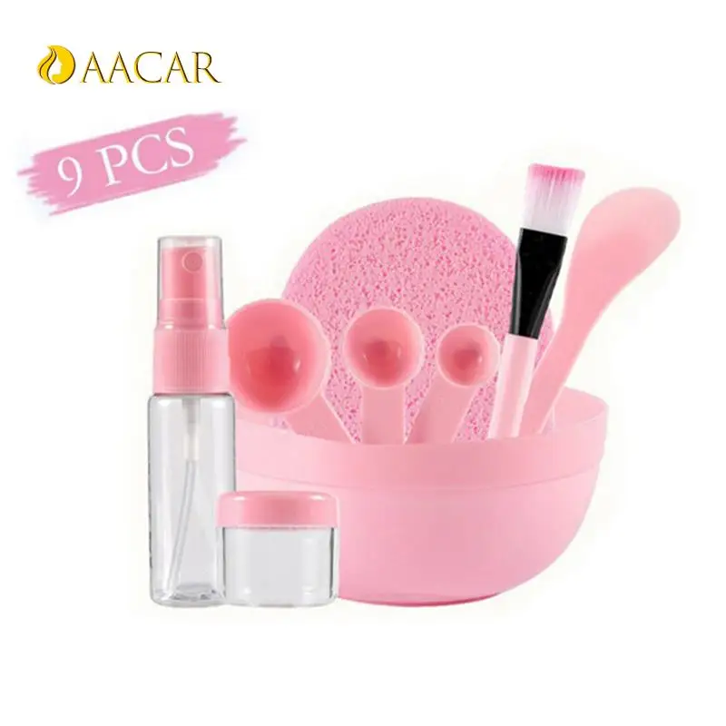 9 Pcs/Set DIY Facial Mask Tools Kit Bowl Brush Spoon Stick Bottle Sponge Top Quality Homemade Makeup Beauty Tool