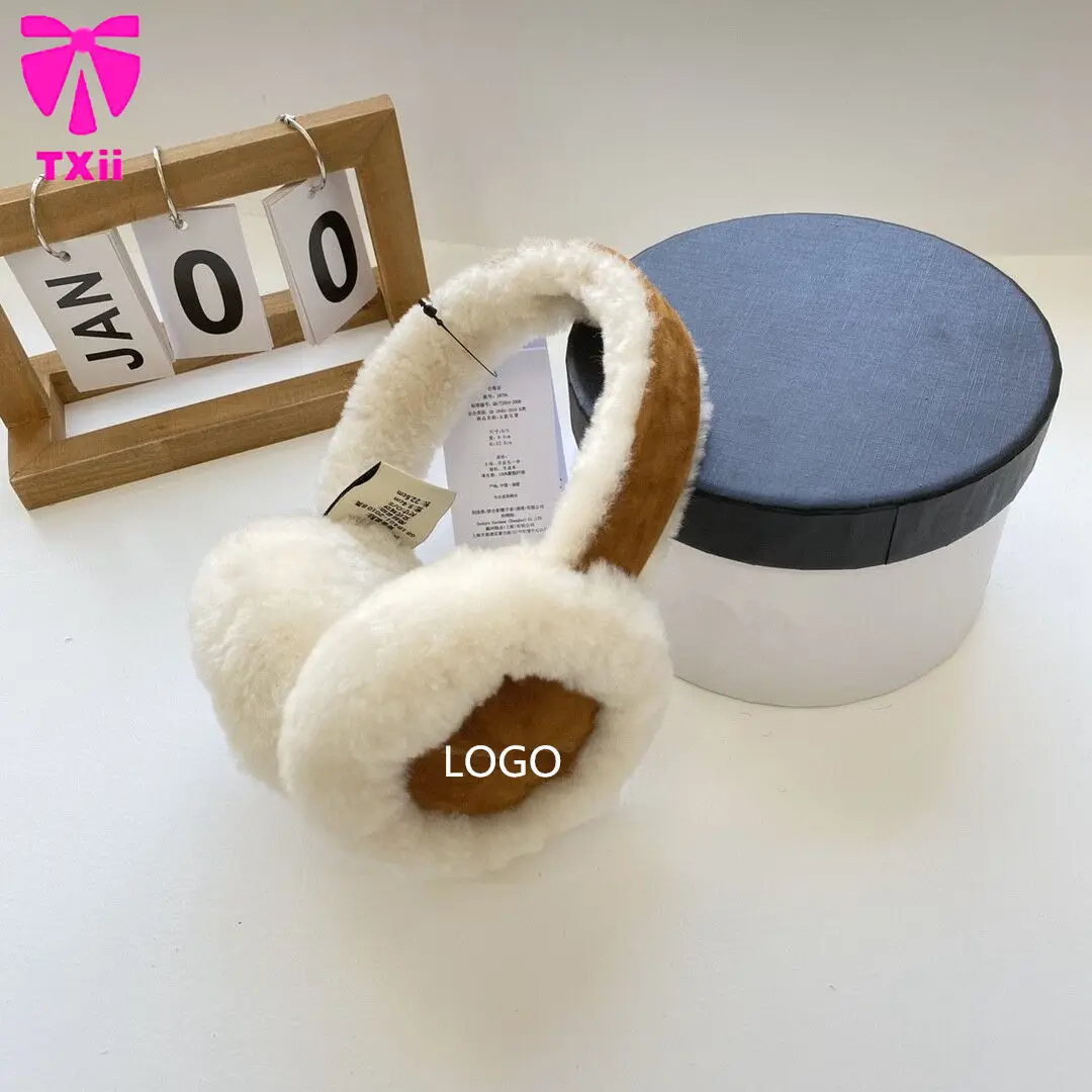 Winter Embroidered GG Eartips Warm Ear Pack Australian Sheep Fur Cold Protection Ear Protection for Men and Women