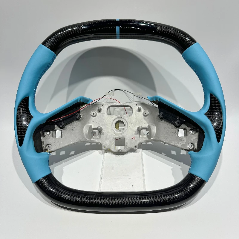 

For Chevrolet Corvette C8 Steering Wheel Black Carbon Fiber with Customizable Smooth Leather Flat Shape for Corvette C8 C7 C6
