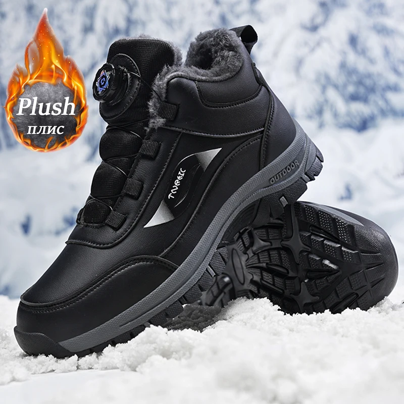 Men's Boots Women ​Plush Flat Bottom Shoes For Men Waterproof Ankle Boots Winter Boots Male Snow Botines Hiking Boots Femininas