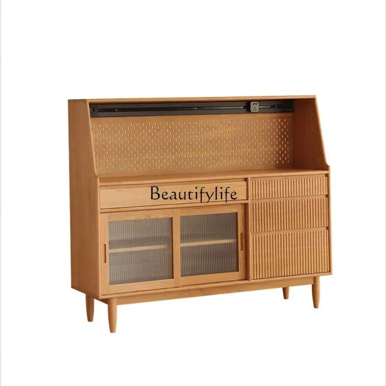 

z.Simple integrated small apartment living room Japanese storage tea cabinet cherry wood