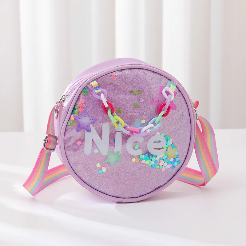 Girls Sequin Crossbody Bag Rainbow Strap Cute Children Shoulder Bag 2026