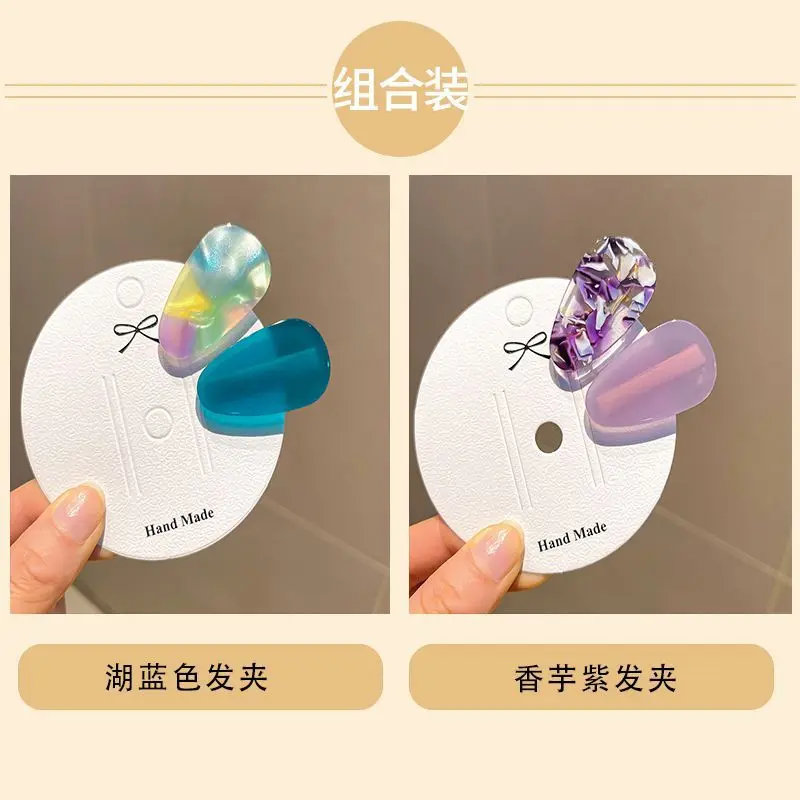 Teardrop shapeAcetate Vintage Hairpin Fashion Side Bangs Hair Clips Duckbill Clip Girl Broken Hair Clip Barrettes Accessories