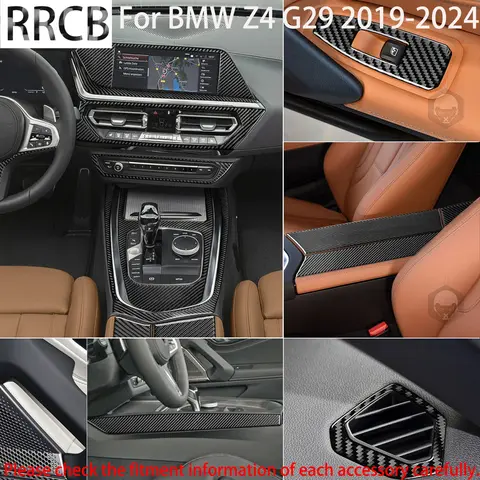 BMW Z4 G29 인테리어 액세서리 2019-2024 센터 대시 보드 기어 시프트 공기 배출구 창 리프트 키트 탄소 섬유 커버 스티커