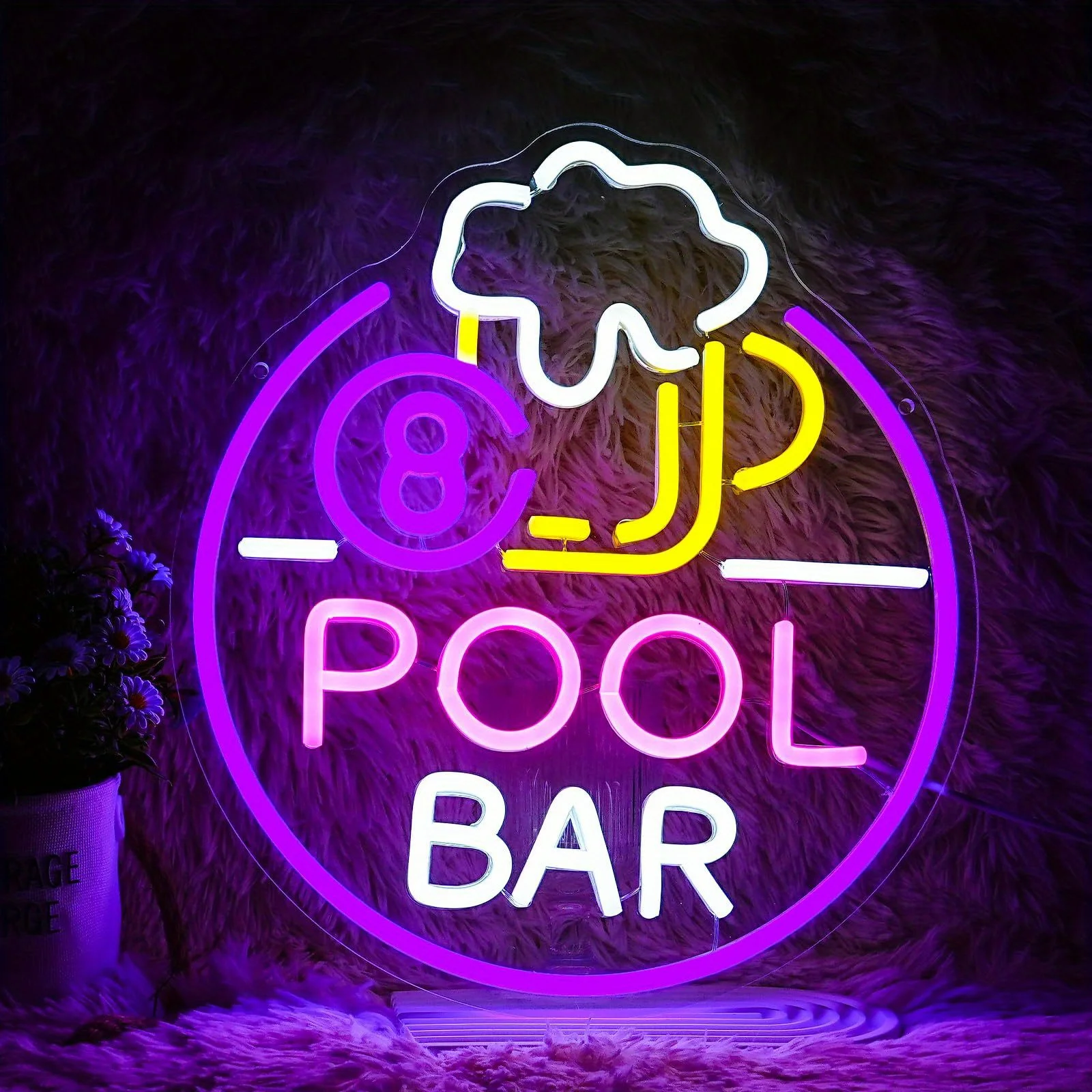 

Pool Bar LED Neon - Clear Acrylic Design, USB Powered Dimmable LED Neon, Suitable for Pool Bars, Parties, Bar Wall Art
